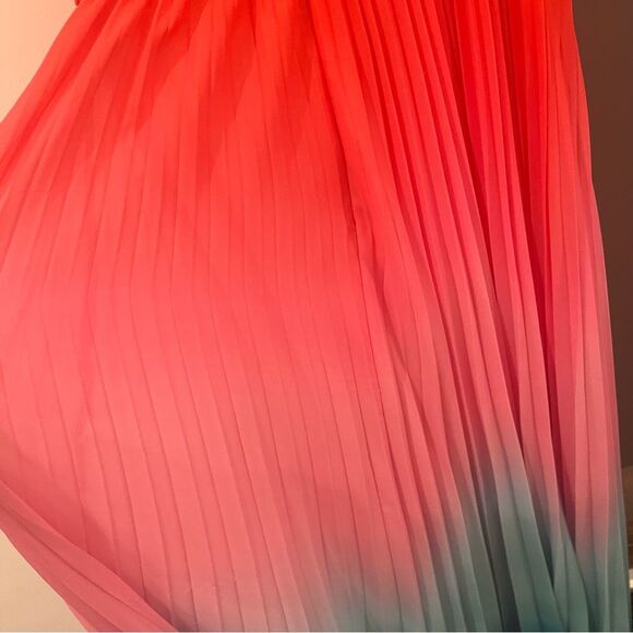 AMUR Maxi Gown Dress Pink Blue Emmett Pleated Ombre Gradient Sleeveless size 6 - Picture 8 of 11